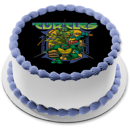 Teenage Mutant Ninja Turtles Donatello Michaelangelo Leonardo and Raphael Tmnt Edible Cake Topper Image ABPID03846