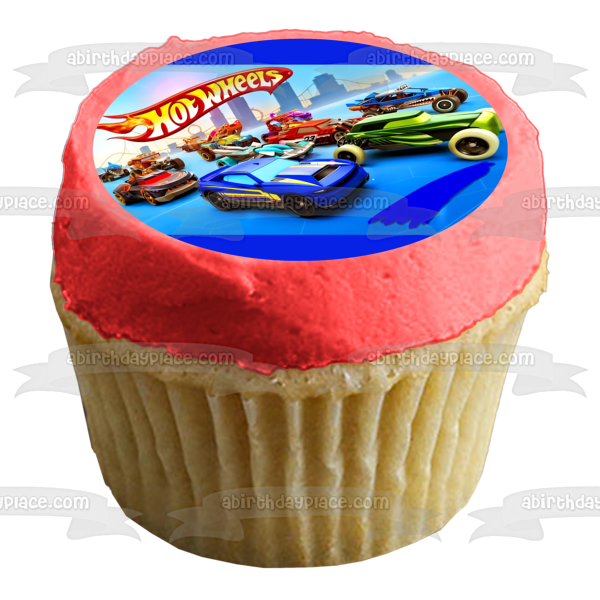 Hot Wheels Logo Race Cars Trucks Edible Cake Topper Image ABPID03680