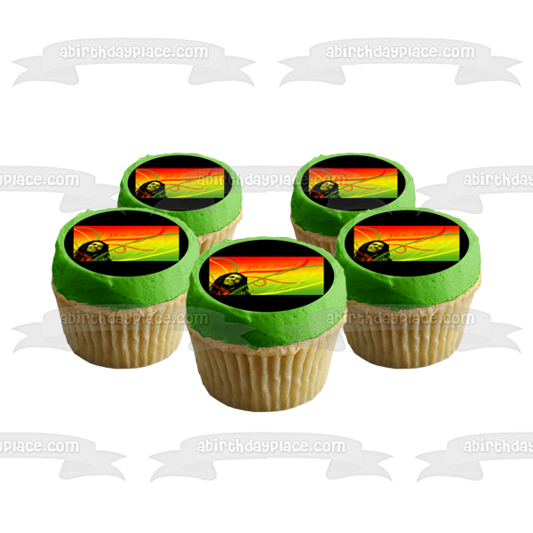 Bob Marley Red Yellow Green Edible Cake Topper Image ABPID03689