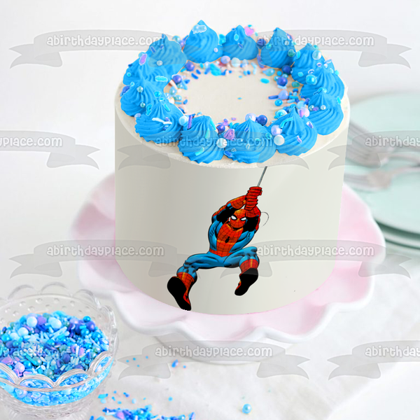 Spider-Man Spidey Swinging Edible Cake Topper Image ABPID03872