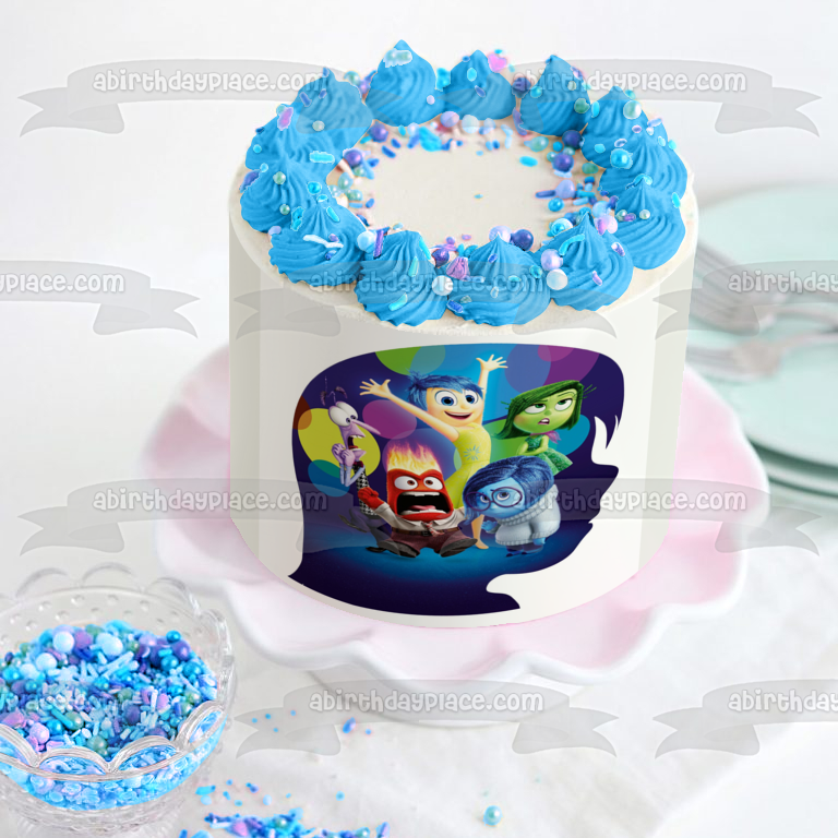 De adentro hacia afuera, disgusto, alegría, ira, tristeza y miedo, decoración comestible para tarta, imagen ABPID03883 