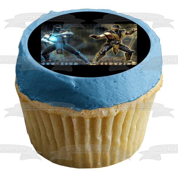 Mortal Kombat Sub-Zero and Scorpion Edible Cake Topper Image ABPID03755