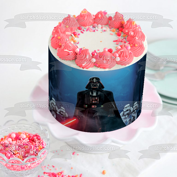 Star Wars Darth Vader Light Saber and Storm Troopers Edible Cake Topper Image ABPID03760