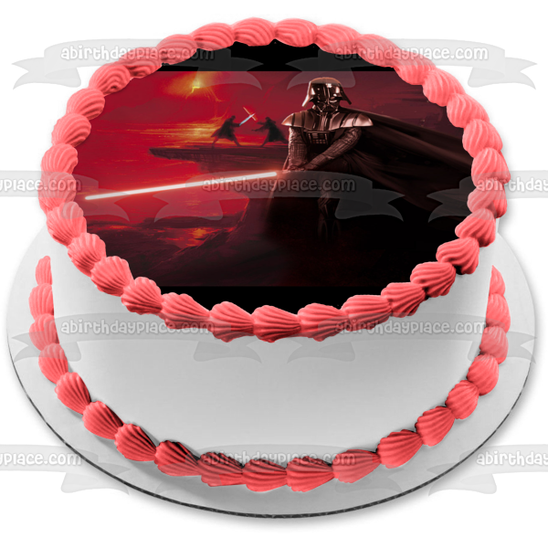 Star Wars Darth Vader and His Lightsaber Edible Cake Topper Image ABPID03764