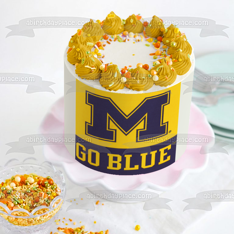 University of Michigan Go Blue Athletics Logo Edible Cake Topper Image ABPID03765