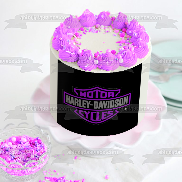 Harley-Davidson Motor Cycles Logo Edible Cake Topper Image ABPID03928