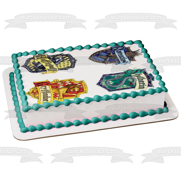 Harry Potter Hogwarts House Crest Ravenclaw Slytherin Hufflepuff and Gryffindor Edible Cake Topper Image ABPID03784