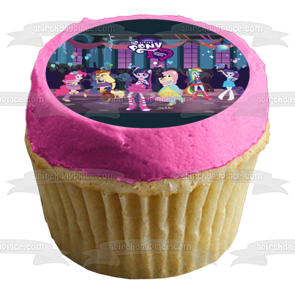 My Little Pony Equestria Girls Twilight Sparkle and Pinkie Pie Edible Cake Topper Image ABPID03951