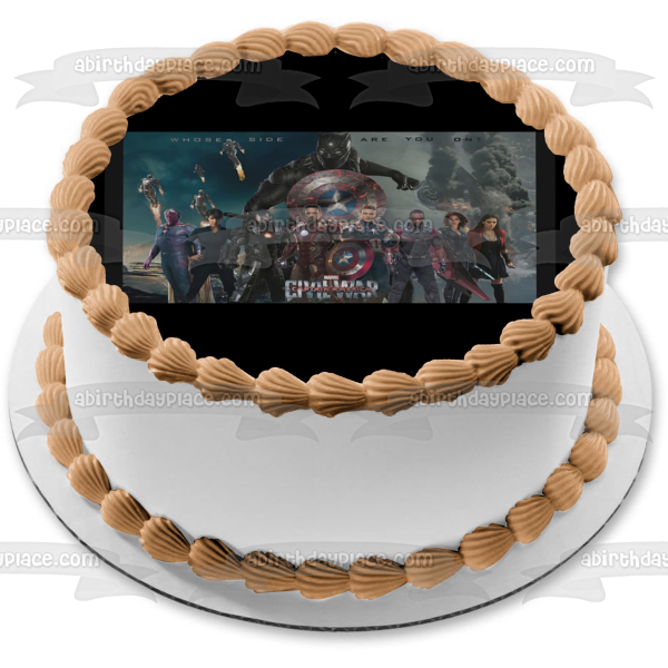 Captain America Civil War Whose Side Are You On? Edible Cake Topper Image ABPID04007