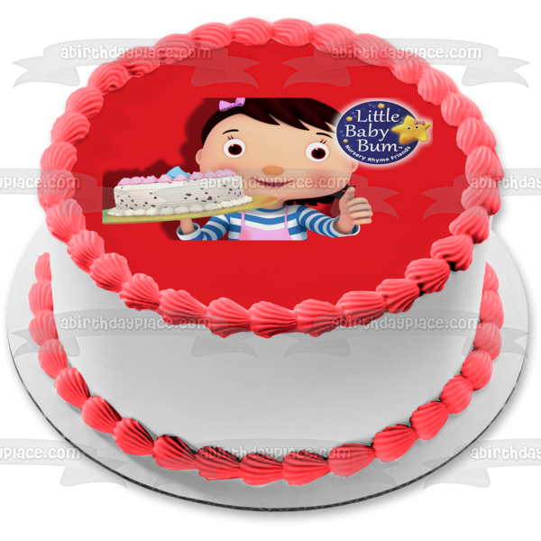 Little Baby Bum Nursery Rhyme Friends Girl Holding a Cake Edible Cake Topper Image ABPID04009