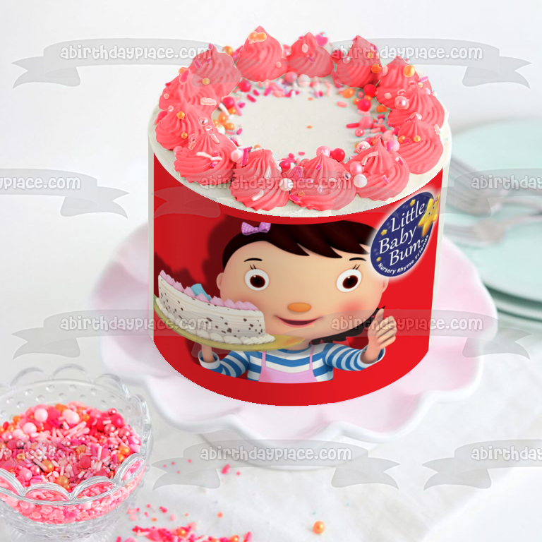 Little Baby Bum Nursery Rhyme Friends Girl Holding a Cake Edible Cake Topper Image ABPID04009