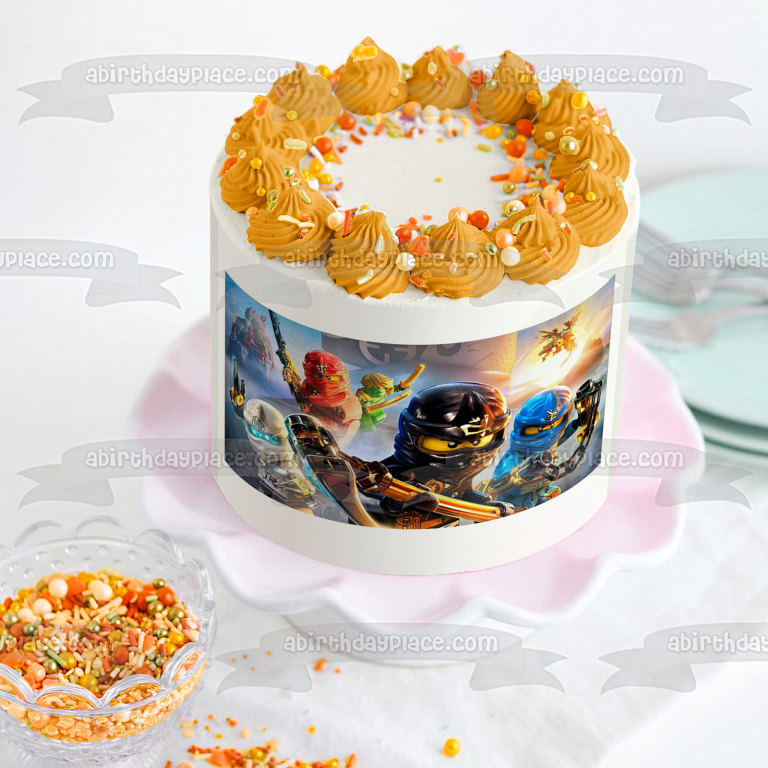 LEGO Ninjago Kai Zane Cole and Jay Edible Cake Topper Image ABPID04020