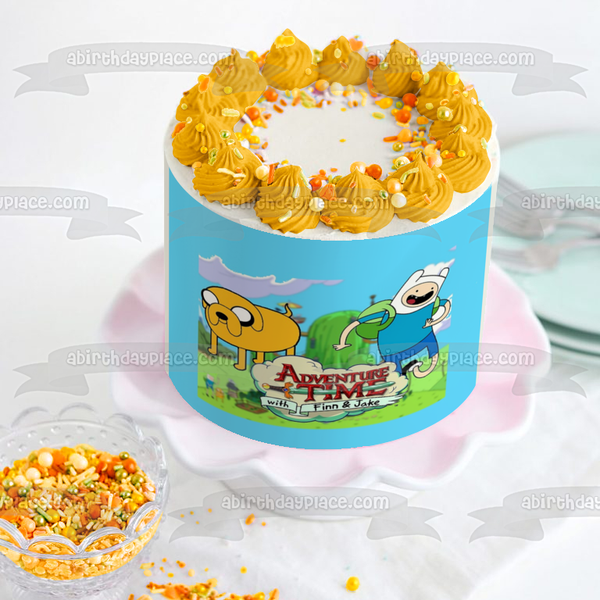 Adventure Time with Finn and Jake Tree House and the Show's Logo Edible Cake Topper Image ABPID04105