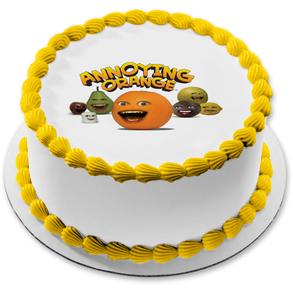 The Annoying Orange Pear Midget Apple and Marshmallow Edible Cake Topper Image ABPID04026