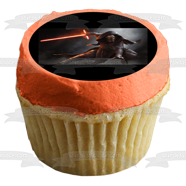 Star Wars Kylo Ren with a  Crossguard  Lightsaber Edible Cake Topper Image ABPID04033