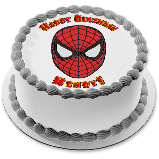 Spider-Man Face Mask Edible Cake Topper Image ABPID04152