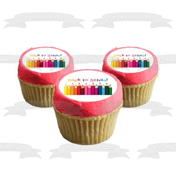 Back to School Colored Pencils Edible Cake Topper Image ABPID04076