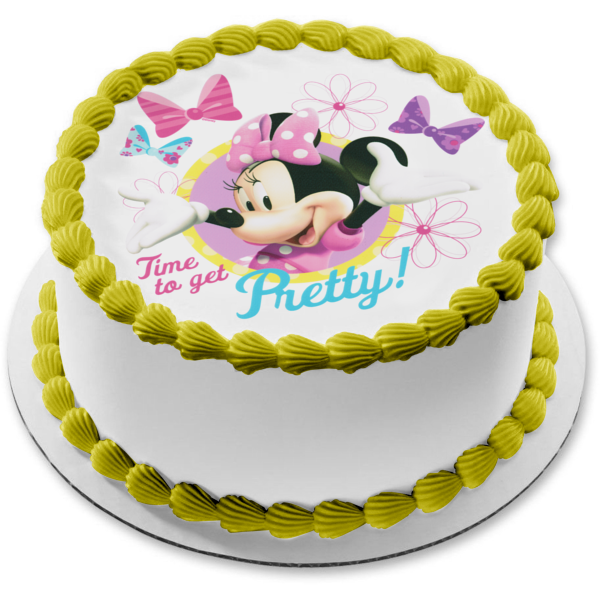 Minnie Mouse  Time to Get Pretty Edible Cake Topper Image ABPID04209