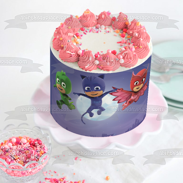 Pj Masks Catboy Owlette Gekko and the Moon Edible Cake Topper Image ABPID04312