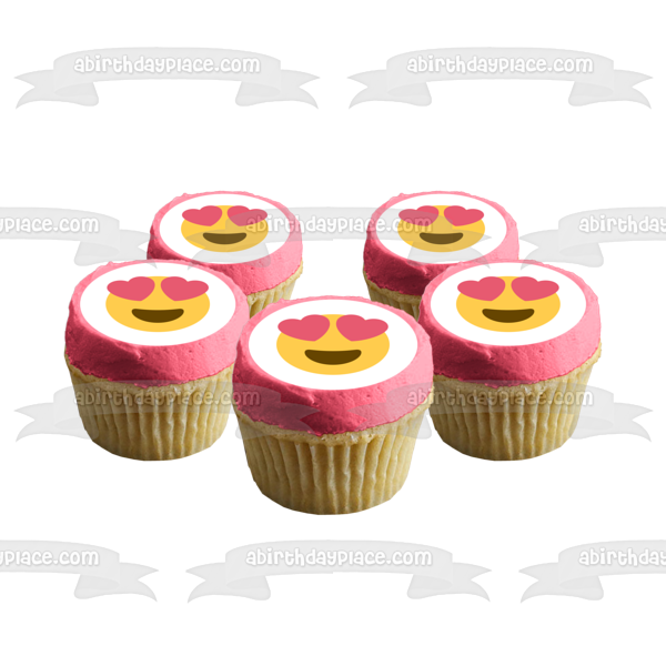 Emoji Love Heart Eyes Edible Cake Topper Image ABPID04324