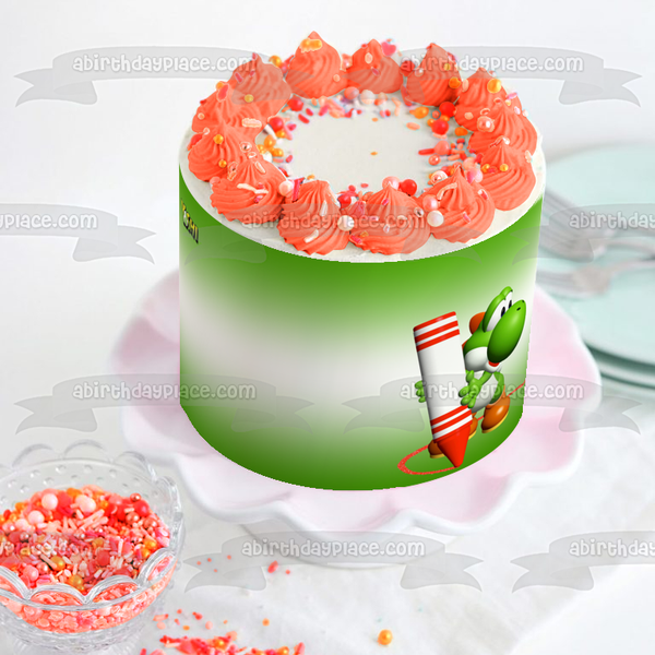 Mario Paint Yoshi with a Red Crayon Edible Cake Topper Image ABPID04252