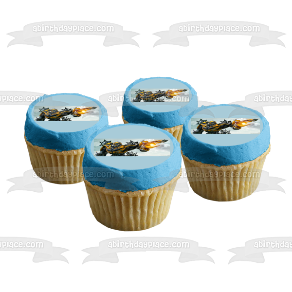 Transformers Bumblebee Autobots Skyline and Clouds Edible Cake Topper Image ABPID04366