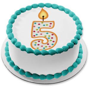 Number 5 Candle Birthday Edible Cake Topper Image ABPID04272