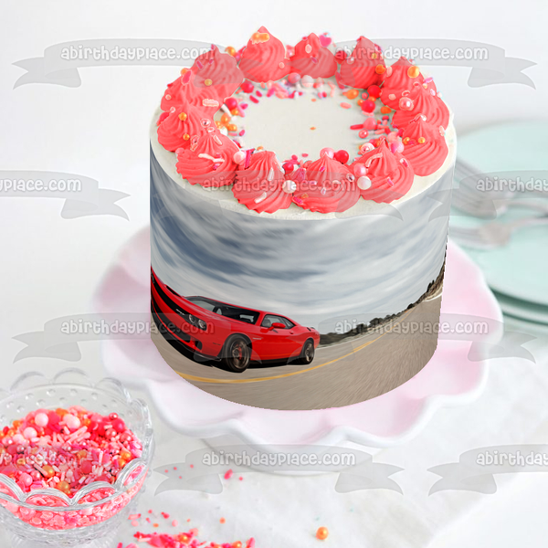 Dodge Challenger Muscle Car Open Road Edible Cake Topper Image ABPID04292