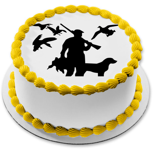 Duck Hunter  Dog Silhouette Edible Cake Topper Image ABPID04404