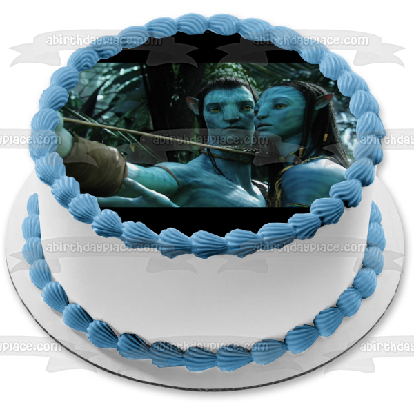 Avatar Movie Jake Sully and Neytiri Bow and Arrow Edible Cake Topper Image ABPID04500