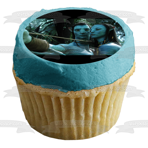 Avatar Movie Jake Sully and Neytiri Bow and Arrow Edible Cake Topper Image ABPID04500