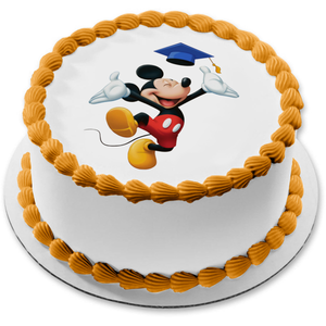Mickey Mouse Throwing a Graduation Cap Edible Cake Topper Image ABPID04416