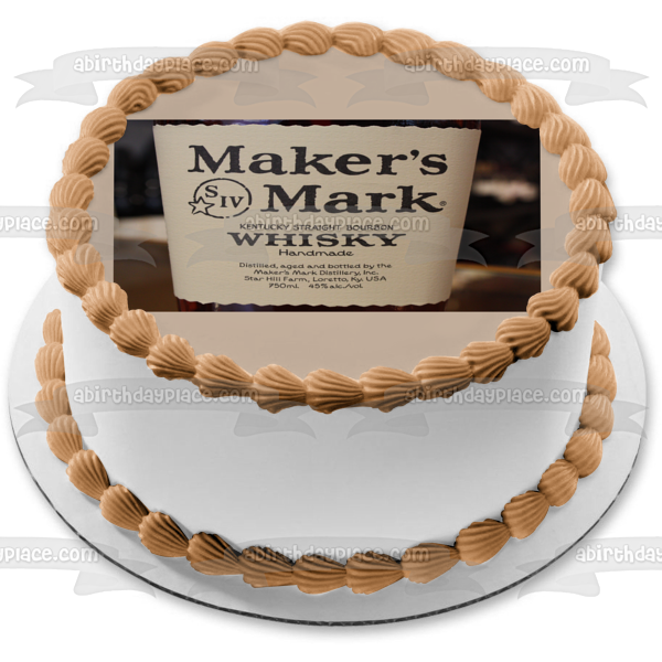 Maker's Mark Kentucky Straight Bourbon Whisky Handmade Star Hill Farm Loretto Kentucky USA Edible Cake Topper Image ABPID04547