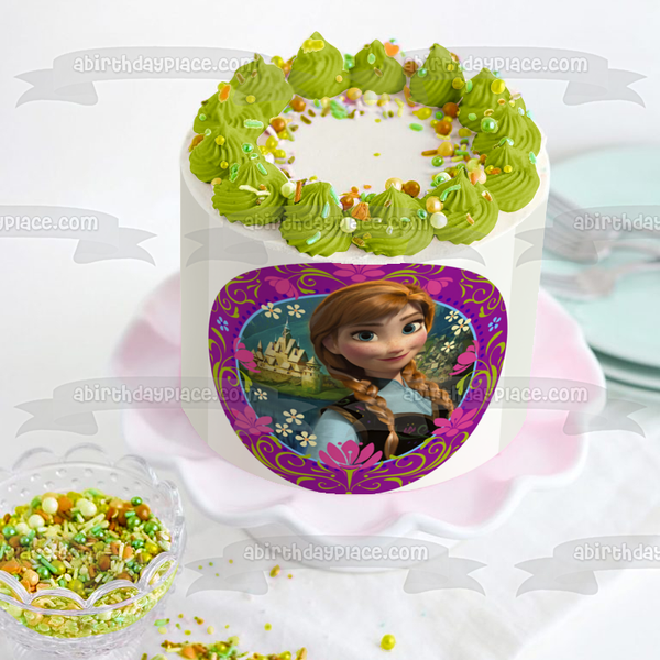 Frozen Anna Castle and a  Lake Edible Cake Topper Image ABPID04568