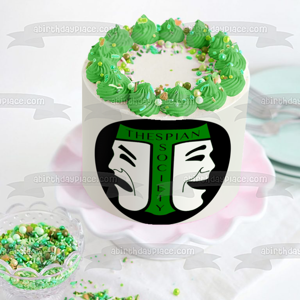 International Thespian Society Green Drama Edible Cake Topper Image ABPID04483