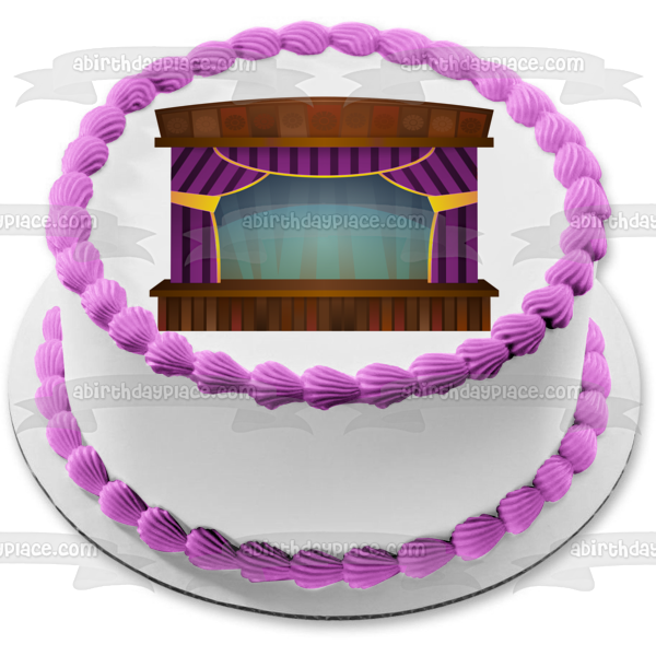 Stage Play Acting Drama Curtains Drawn Edible Cake Topper Image ABPID04489