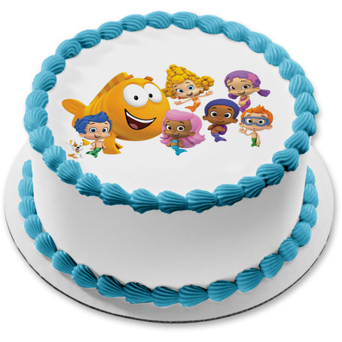Bubble Guppies Nonny Molly Oona Gil Deema and Mr Grouper Edible Cake Topper Image ABPID04617