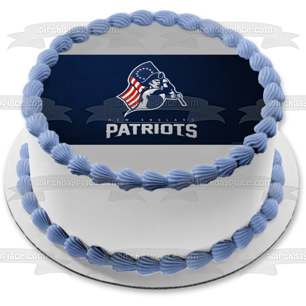 New England Patriots Professional American Football Team Artwork Patriots Logo NFL Patriot Holding the Flag Edible Cake Topper Image ABPID04705
