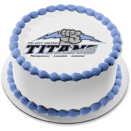Imagen de decoración comestible para tarta con logotipo de Tri City United Titans Montgomery Lonsdale y Lecenter ABPID04710 