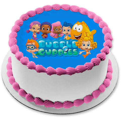 Bubble Guppies Nonny Molly Oona Gil Deema and Mr Grouper Edible Cake Topper Image ABPID04712