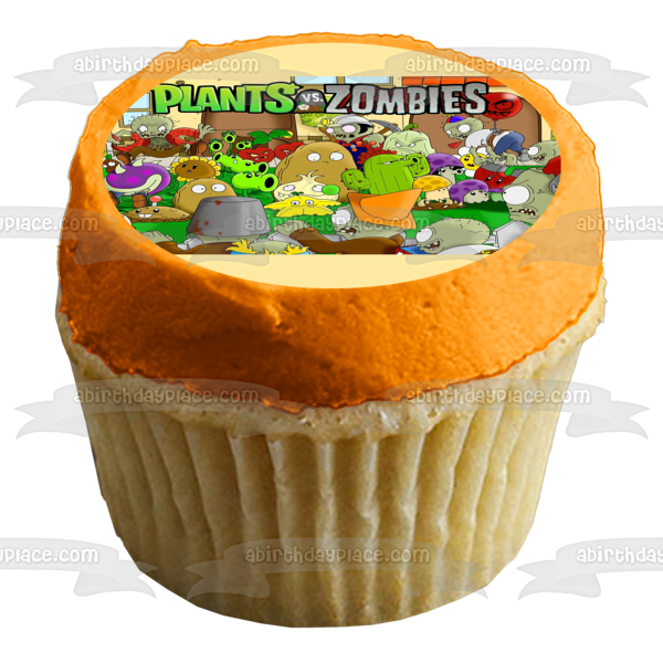 Plants Vs Zombies Popcap Sunflower Wall-Nut and Zombies Edible Cake Topper Image ABPID04714