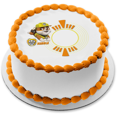 Paw Patrol Rubble Wrench and a Frame Edible Cake Topper Image Frame ABPID04724