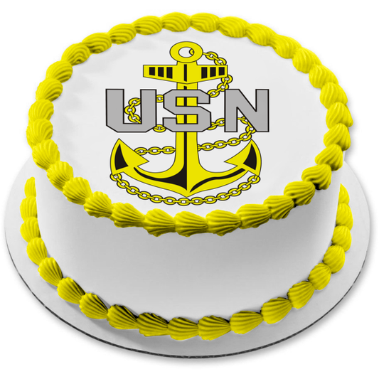 Usn United States Navy Anchor Logo Edible Cake Topper Image ABPID04736