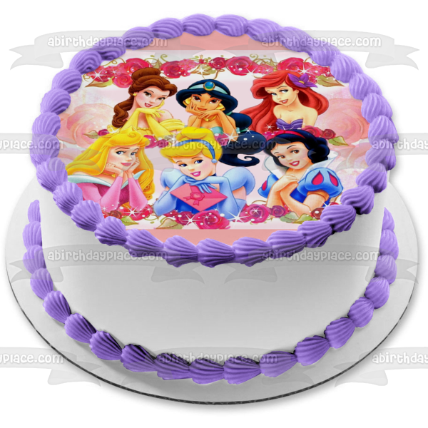 Princesses Ariel Jasmine Snow White and Aurora Edible Cake Topper Image ABPID04742
