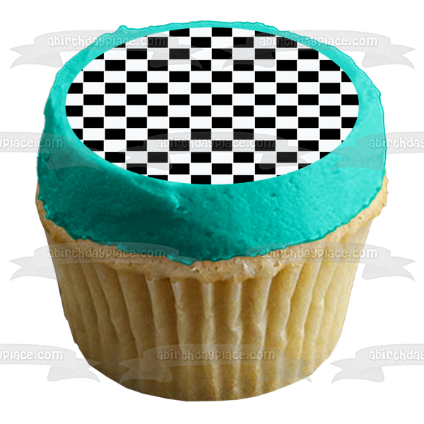 Checkered Flag Checkerboard Pattern Edible Cake Topper Image ABPID04663