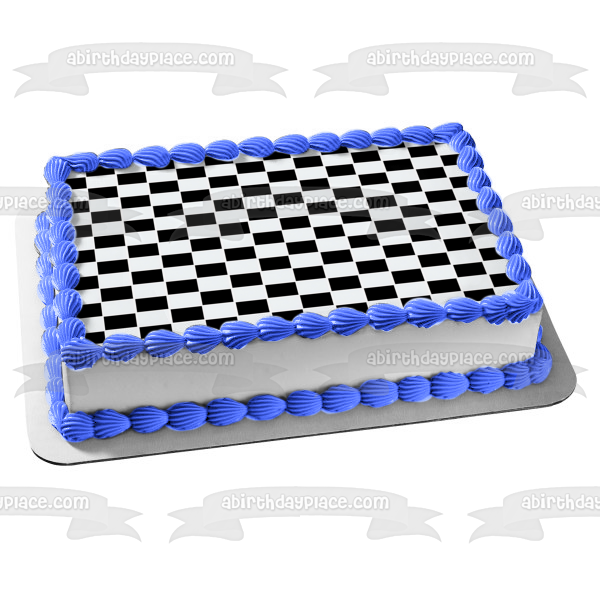 Checkered Flag Checkerboard Pattern Edible Cake Topper Image ABPID0466
