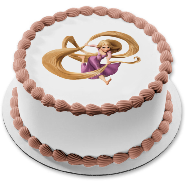Tangled Rapunzel Running with Hair Edible Cake Topper Image ABPID04750
