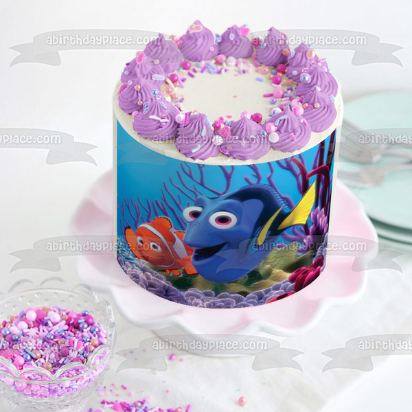 Finding Nemo Marlin and Dory In the Coral Edible Cake Topper Image ABPID04674