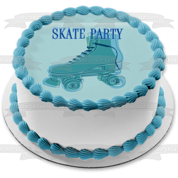 Skate Party Roller Skates Edible Cake Topper Image ABPID04788