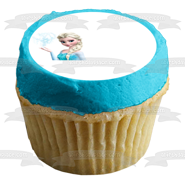 Frozen Elsa Making Snow with a White Background Edible Cake Topper Image ABPID04792
